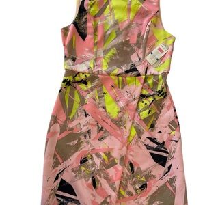 Gianni Bini Pink and Yellow Halter Sheath Midi Dress